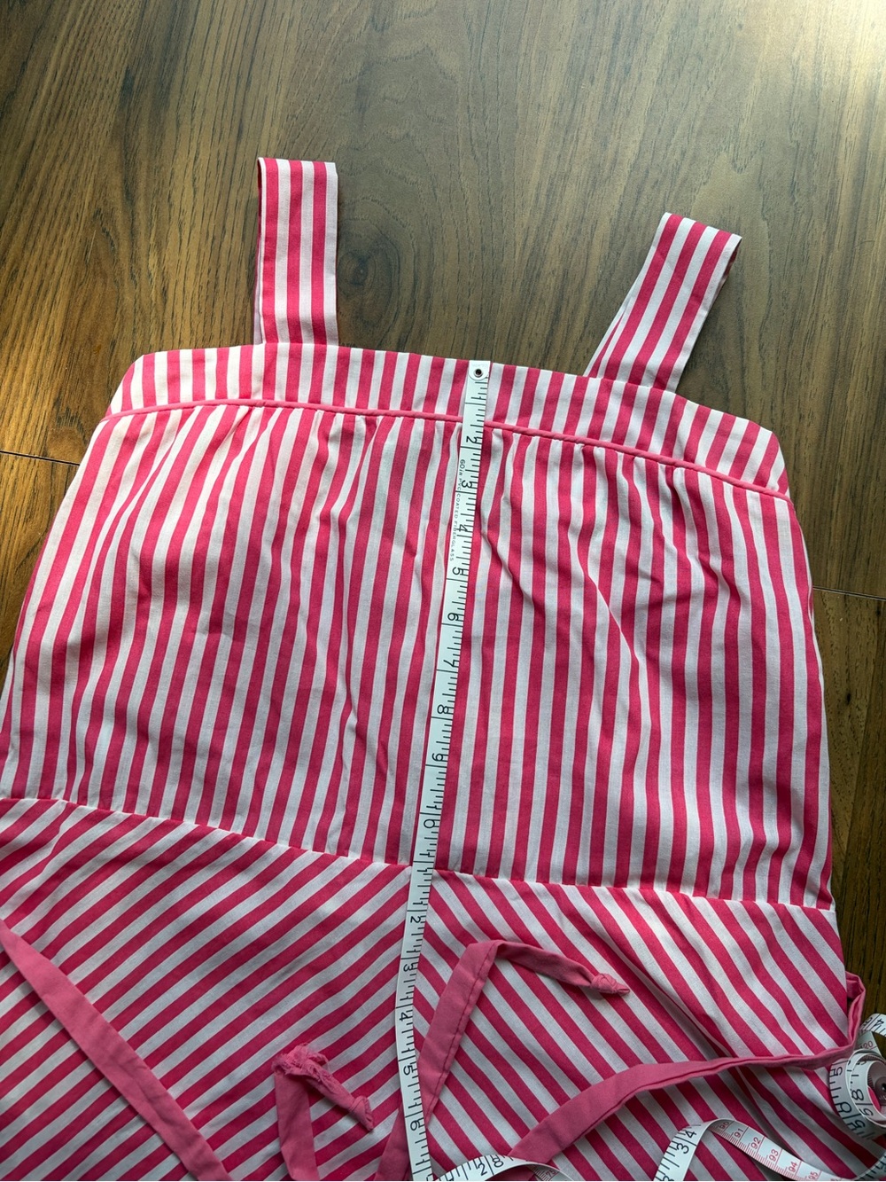 Vintage Hot Pink & White Candy Striped Knee-Length Cotton Dress - Picture 7 of 9